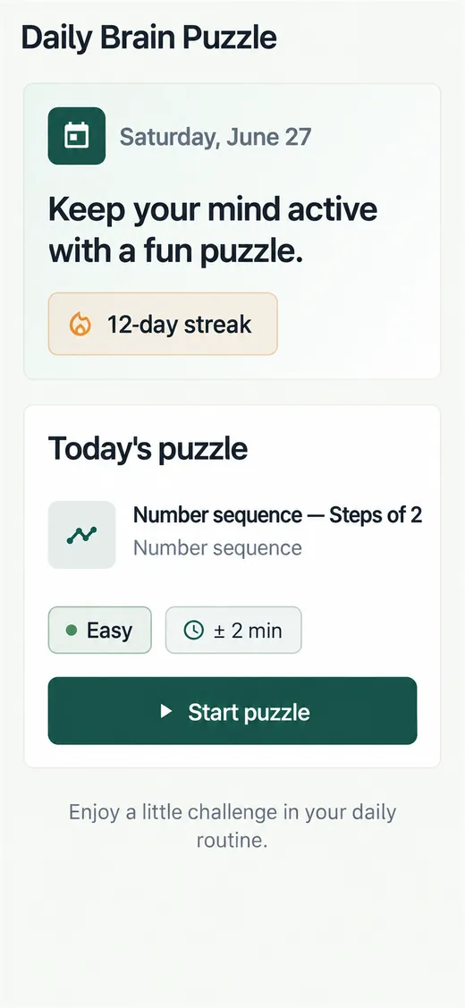 Daily Brain Puzzle app preview